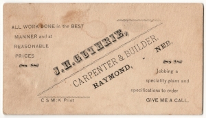 J.H. Guthrie business card